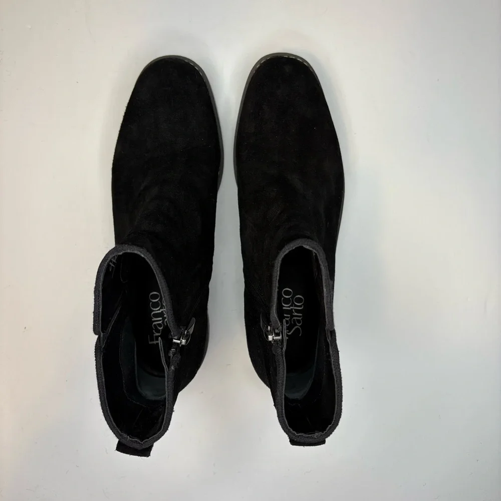 Franco Sarto Women’s Marcus Ankle Booties Black Suede Sz7 Classic Timeless Boots